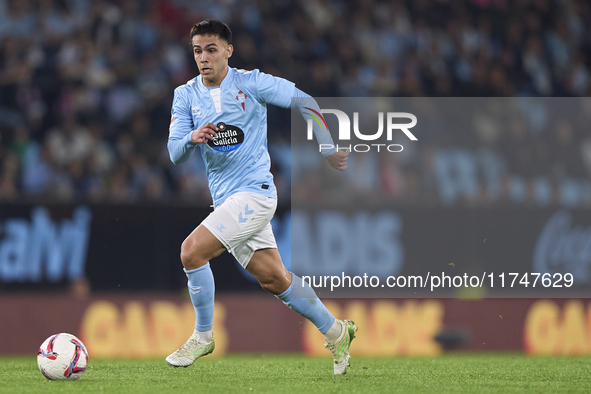 Hugo Sotelo of RC Celta de Vigo is in action during the La Liga EA Sports match between RC Celta de Vigo and Getafe CF at Estadio Abanca Bal...