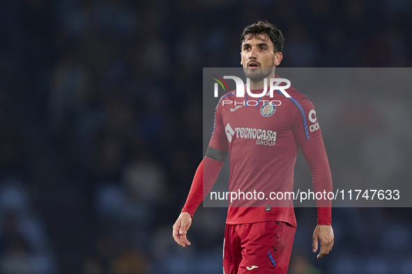 Mauro Arambarri of Getafe CF looks on during the La Liga EA Sports match between RC Celta de Vigo and Getafe CF at Estadio Abanca Balaidos i...