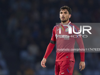 Mauro Arambarri of Getafe CF looks on during the La Liga EA Sports match between RC Celta de Vigo and Getafe CF at Estadio Abanca Balaidos i...