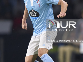 Oscar Mingueza of RC Celta de Vigo plays during the La Liga EA Sports match between RC Celta de Vigo and Getafe CF at Estadio Abanca Balaido...