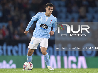 Hugo Sotelo of RC Celta de Vigo is in action during the La Liga EA Sports match between RC Celta de Vigo and Getafe CF at Estadio Abanca Bal...