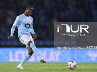 Ilaix Moriba of RC Celta de Vigo is in action during the La Liga EA Sports match between RC Celta de Vigo and Getafe CF at Estadio Abanca Ba...