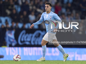 Hugo Sotelo of RC Celta de Vigo is in action during the La Liga EA Sports match between RC Celta de Vigo and Getafe CF at Estadio Abanca Bal...