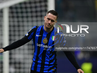 Piotr Zielinski of Inter Milan looks on during the Champions League match between Inter Milan and Arsenal at San Siro Stadium in Bergamo, It...