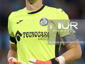 David Soria of Getafe CF reacts during the La Liga EA Sports match between RC Celta de Vigo and Getafe CF at Estadio Abanca Balaidos in Vigo...