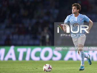 Marcos Alonso of RC Celta de Vigo is in action during the La Liga EA Sports match between RC Celta de Vigo and Getafe CF at Estadio Abanca B...