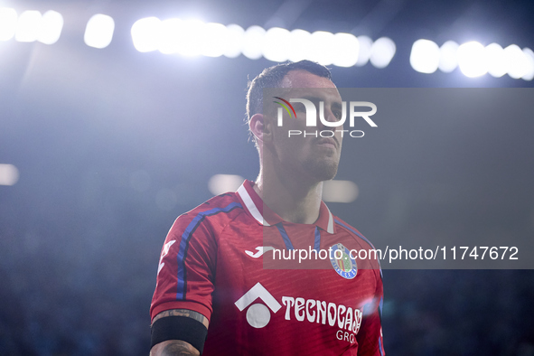 Alex Sola of Getafe CF looks on during the La Liga EA Sports match between RC Celta de Vigo and Getafe CF at Estadio Abanca Balaidos in Vigo...