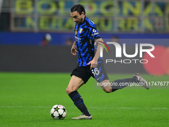 Matteo Darmian of Inter Milan is in action during the Champions League match between Inter Milan and Arsenal at San Siro Stadium in Bergamo,...