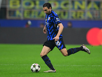 Matteo Darmian of Inter Milan is in action during the Champions League match between Inter Milan and Arsenal at San Siro Stadium in Bergamo,...