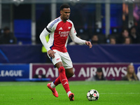 Gabriel Magalhaes plays during the Champions League match between Inter Milan and Arsenal at San Siro Stadium in Bergamo, Italy, on November...