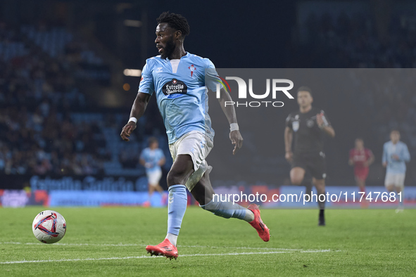 Jonathan Bamba of RC Celta de Vigo is in action during the La Liga EA Sports match between RC Celta de Vigo and Getafe CF at Estadio Abanca...