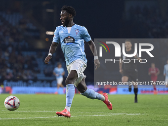 Jonathan Bamba of RC Celta de Vigo is in action during the La Liga EA Sports match between RC Celta de Vigo and Getafe CF at Estadio Abanca...