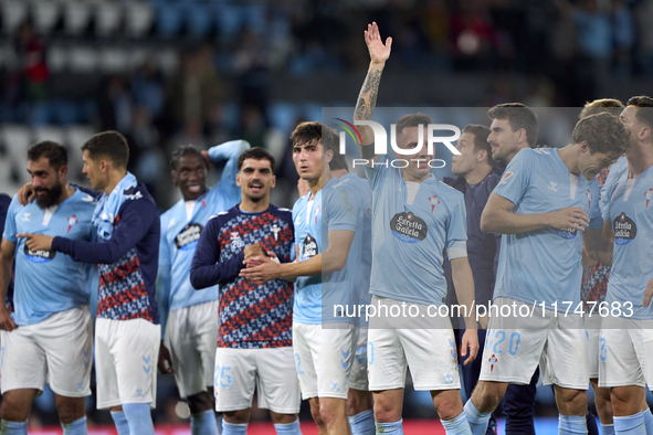 Iago Aspas of RC Celta de Vigo shows appreciation to the fans after the La Liga EA Sports match between RC Celta de Vigo and Getafe CF at Es...