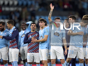 Iago Aspas of RC Celta de Vigo shows appreciation to the fans after the La Liga EA Sports match between RC Celta de Vigo and Getafe CF at Es...