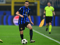 Matteo Darmian of Inter Milan is in action during the Champions League match between Inter Milan and Arsenal at San Siro Stadium in Bergamo,...