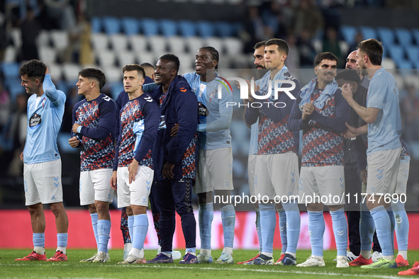 Players of RC Celta de Vigo celebrate victory after the La Liga EA Sports match between RC Celta de Vigo and Getafe CF at Estadio Abanca Bal...