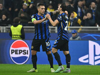 Hakan Calhanoglu of F.C. Inter celebrates after scoring the goal of 1-0 during the UEFA Champions League 2024/25 League Phase MD4 match betw...