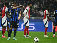 Hakan Calhanoglu of F.C. Inter plays during the UEFA Champions League 2024/25 League Phase MD4 match between F.C. Inter and Arsenal F.C. at...