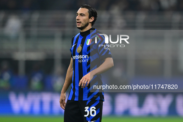 Matteo Darmian of Inter Milan looks on during the Champions League match between Inter Milan and Arsenal at San Siro Stadium in Bergamo, Ita...