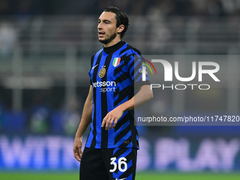 Matteo Darmian of Inter Milan looks on during the Champions League match between Inter Milan and Arsenal at San Siro Stadium in Bergamo, Ita...