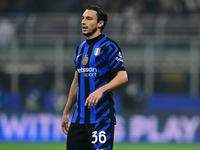 Matteo Darmian of Inter Milan looks on during the Champions League match between Inter Milan and Arsenal at San Siro Stadium in Bergamo, Ita...