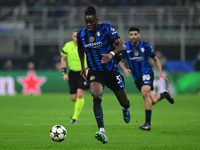 Yann Aurel Bisseck of Inter Milan is in action during the Champions League match between Inter Milan and Arsenal at San Siro Stadium in Berg...