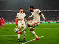 Serge Gnabry of Bayern Munich  controls the ball during the Champions League Round 4 match between Bayern Munich v Benfica at the Allianz ar...