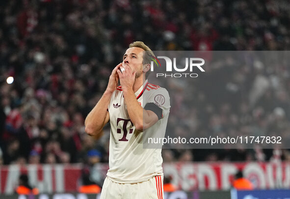 Harry Kane of Bayern Munich  gestures during the Champions League Round 4 match between Bayern Munich v Benfica at the Allianz arena, Munich...