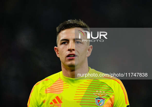 Anatoliy Trubin of Benfica  looks on during the Champions League Round 4 match between Bayern Munich v Benfica at the Allianz arena, Munich,...