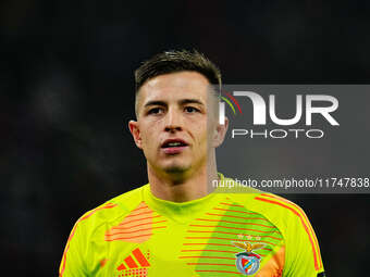 Anatoliy Trubin of Benfica  looks on during the Champions League Round 4 match between Bayern Munich v Benfica at the Allianz arena, Munich,...