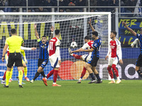 William Saliba plays during the UEFA Champions League 2024/25 match between FC Internazionale and FC Arsenal in Milano, Italy, on November 6...