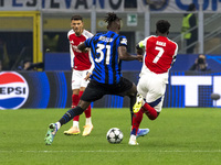 Yann Bisseck plays during the UEFA Champions League 2024/25 match between FC Internazionale and FC Arsenal in Milano, Italy, on November 6,...