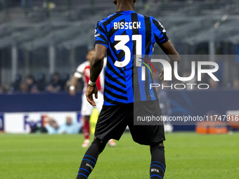 Yann Bisseck plays during the UEFA Champions League 2024/25 match between FC Internazionale and FC Arsenal in Milano, Italy, on November 6,...