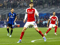 Kai Havertz plays during the UEFA Champions League 2024/25 match between FC Internazionale and FC Arsenal at Stadio Giuseppe Meazza in Milan...