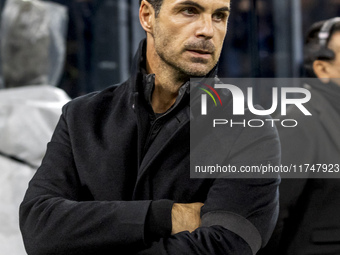 Mikel Arteta participates in the UEFA Champions League 2024/25 match between FC Internazionale and FC Arsenal in Milano, Italy, on November...