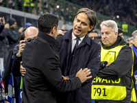 Mikel Arteta and Simone Inzaghi are in action during the UEFA Champions League 2024/25 match between FC Internazionale and FC Arsenal in Mil...