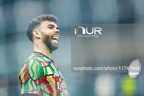 David Raya of Arsenal reacts during the UEFA Champions League 2024/25 League Phase MD4 match between FC Internazionale and Arsenal at Stadio...