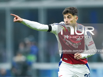 Kai Havertz of Arsenal gestures during the UEFA Champions League 2024/25 League Phase MD4 match between FC Internazionale and Arsenal at Sta...