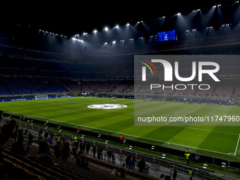 A general view of Giuseppe Meazza Stadium prior to the UEFA Champions League 2024/25 match between FC Internazionale and FC Arsenal in Milan...