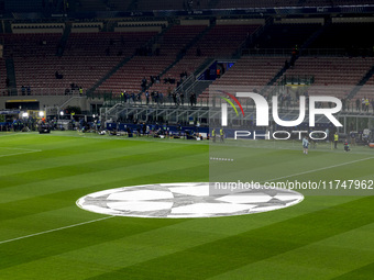 A general view of Giuseppe Meazza Stadium prior to the UEFA Champions League 2024/25 match between FC Internazionale and FC Arsenal in Milan...