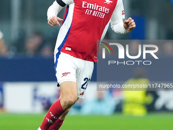 Kai Havertz of Arsenal during the UEFA Champions League 2024/25 League Phase MD4 match between FC Internazionale and Arsenal at Stadio San S...