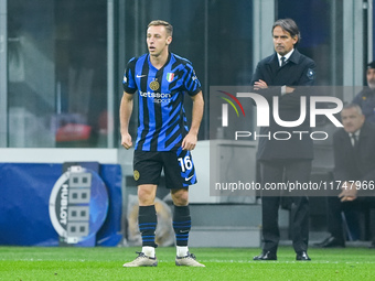 Davide Frattesi of FC Internazionale during the UEFA Champions League 2024/25 League Phase MD4 match between FC Internazionale and Arsenal a...