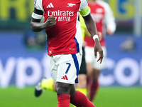 Bukayo Saka of Arsenal looks on during the UEFA Champions League 2024/25 League Phase MD4 match between FC Internazionale and Arsenal at Sta...