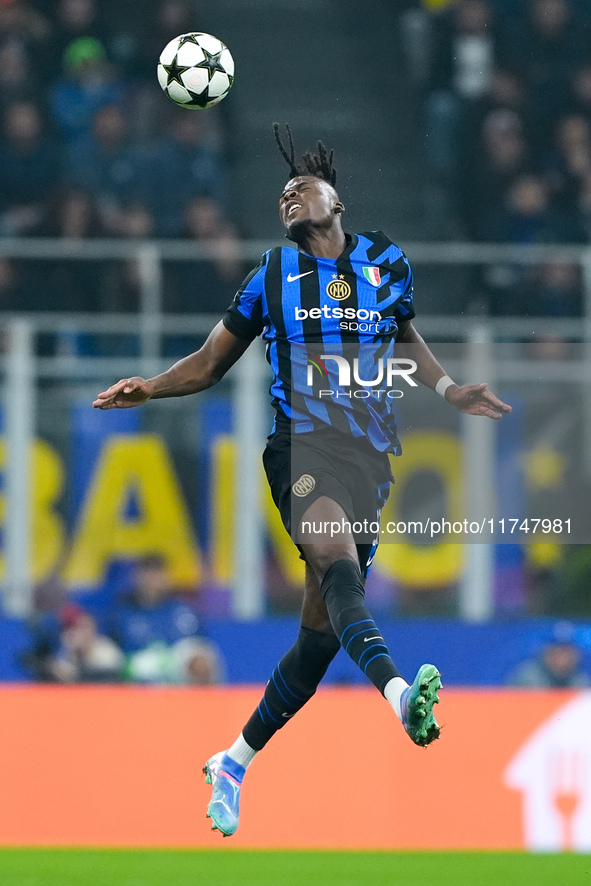 Yann Aurel Bisseck of FC Internazionale during the UEFA Champions League 2024/25 League Phase MD4 match between FC Internazionale and Arsena...