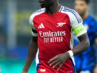 Bukayo Saka of Arsenal looks on during the UEFA Champions League 2024/25 League Phase MD4 match between FC Internazionale and Arsenal at Sta...