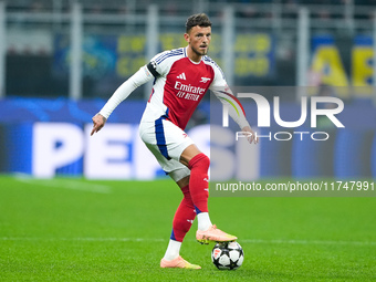 Ben White of Arsenal during the UEFA Champions League 2024/25 League Phase MD4 match between FC Internazionale and Arsenal at Stadio San Sir...