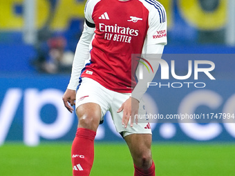 William Saliba of Arsenal during the UEFA Champions League 2024/25 League Phase MD4 match between FC Internazionale and Arsenal at Stadio Sa...