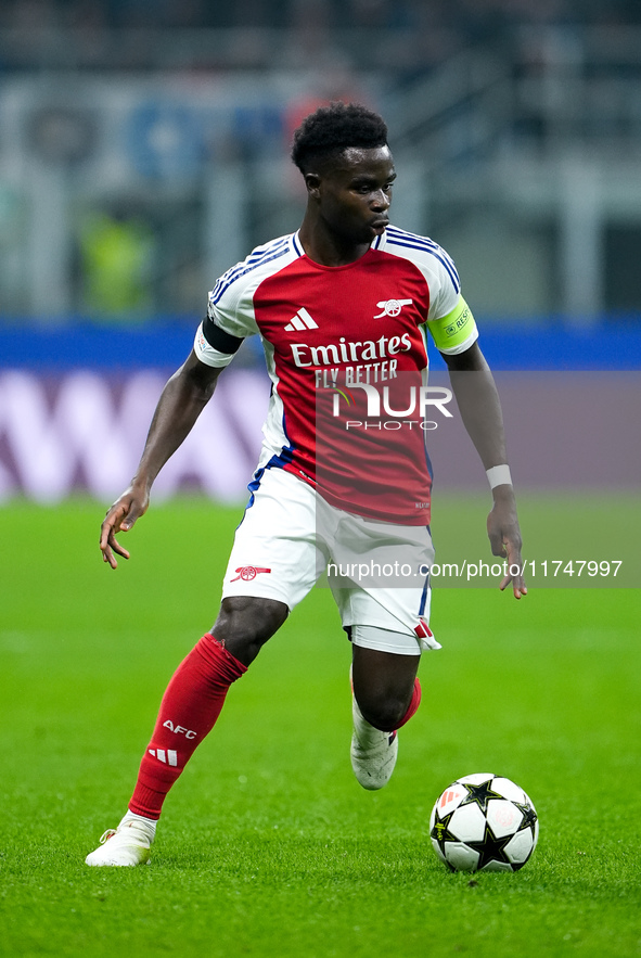 Bukayo Saka of Arsenal during the UEFA Champions League 2024/25 League Phase MD4 match between FC Internazionale and Arsenal at Stadio San S...