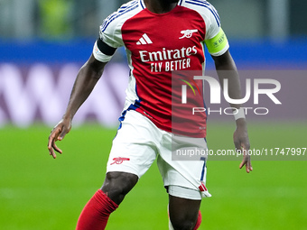 Bukayo Saka of Arsenal during the UEFA Champions League 2024/25 League Phase MD4 match between FC Internazionale and Arsenal at Stadio San S...