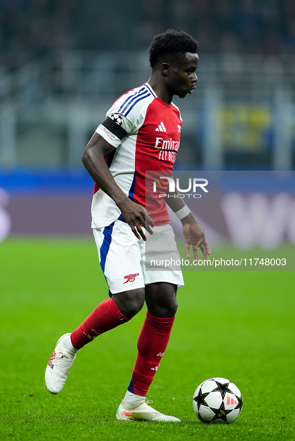 Bukayo Saka of Arsenal during the UEFA Champions League 2024/25 League Phase MD4 match between FC Internazionale and Arsenal at Stadio San S...